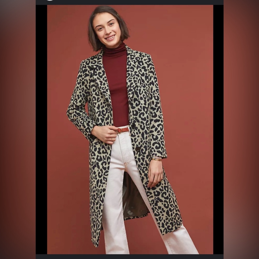 Anthropologie x Helene Berman Animal Print Trench Coat